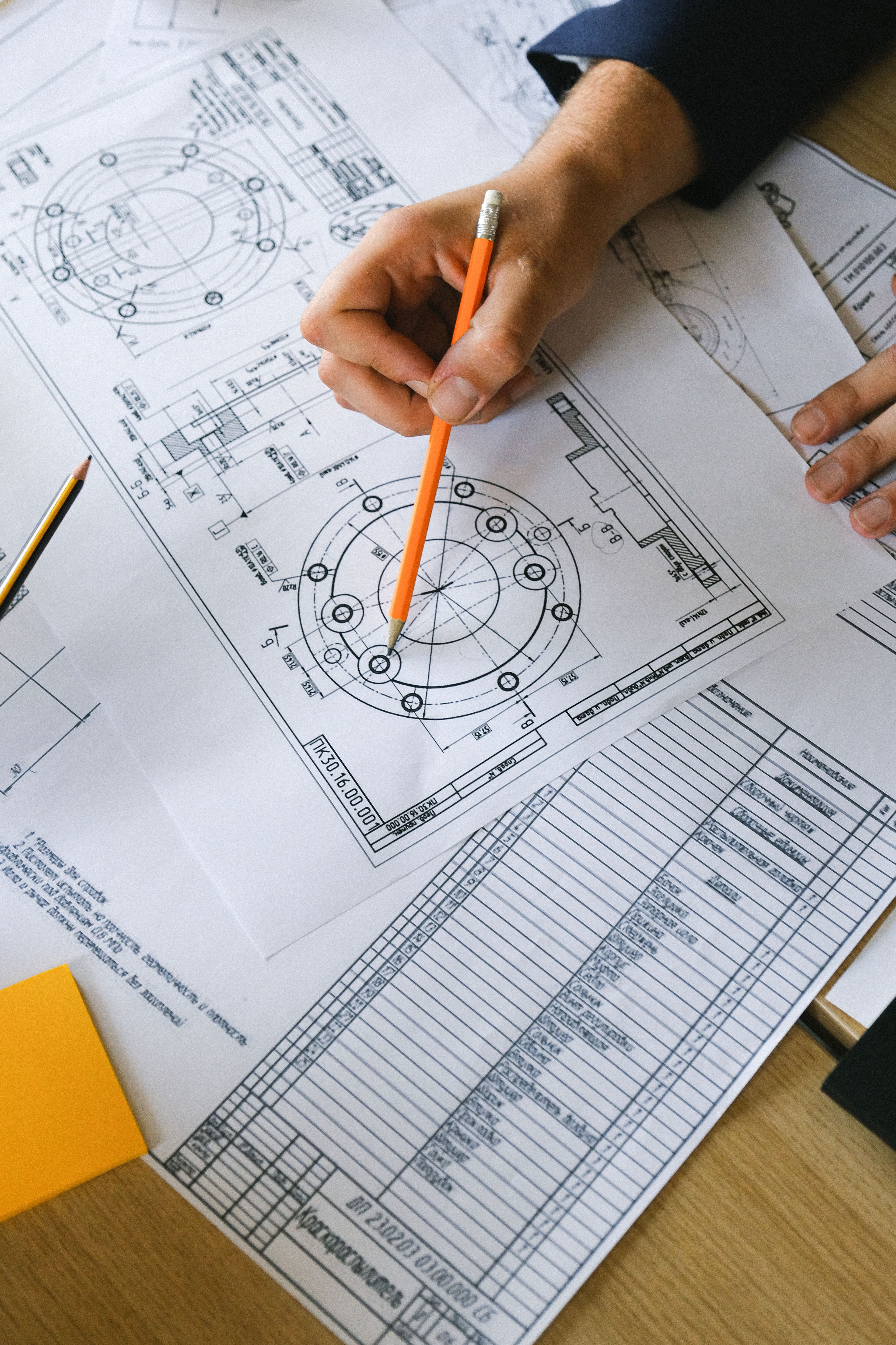 Mechanical drawing with dimensions and tolerances